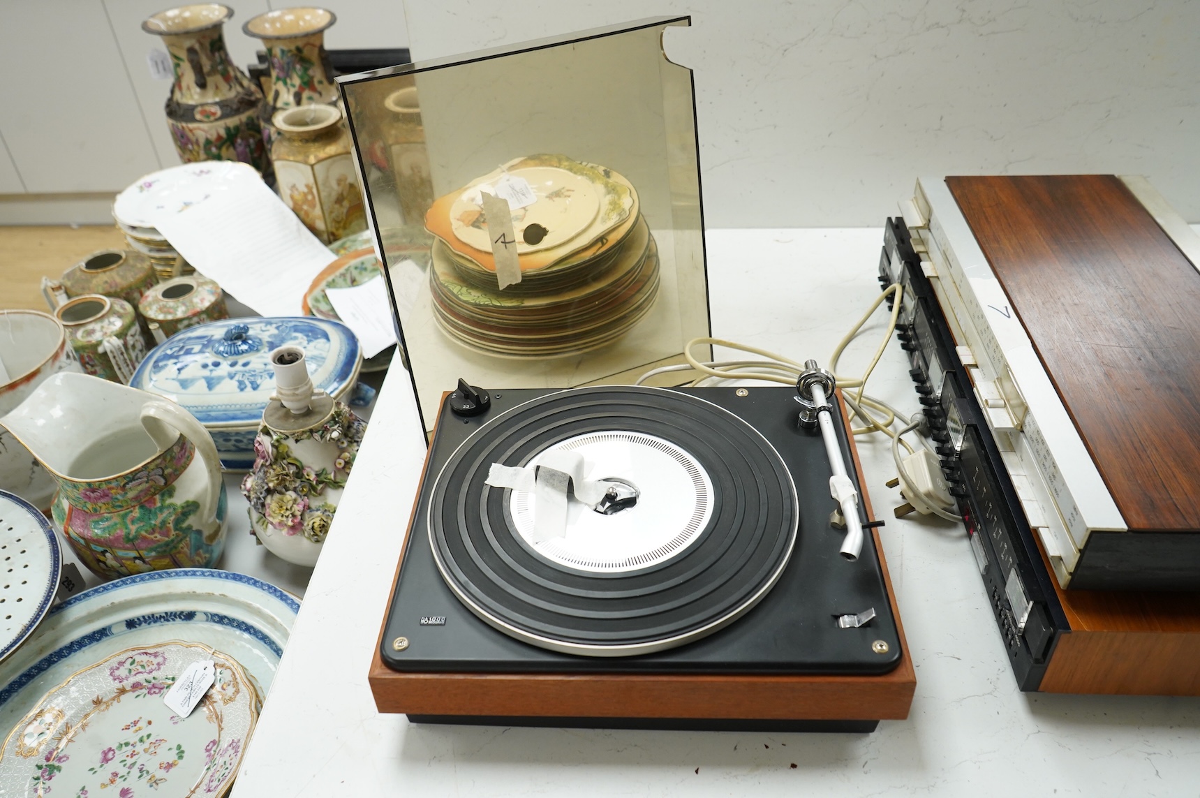 Four Bang & Olufsen stereo items; a Beogram 1000 type 5229 turntable, a Beomaster 4000 type 2406, a Beomaster 901 type 2606, and a Beomaster 1900 type 2903